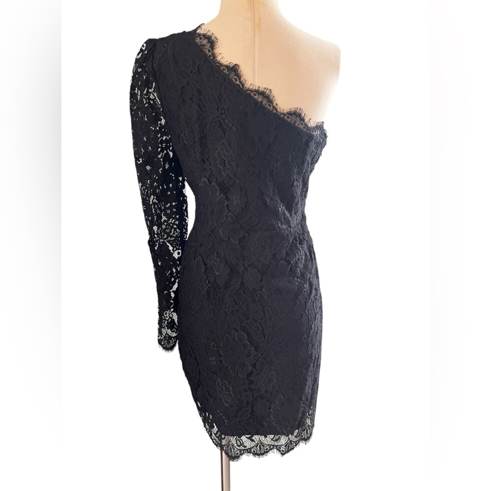 MADISON MARCUS Black Lace One-Shoulder Dress SZ M - Picture 7 of 10